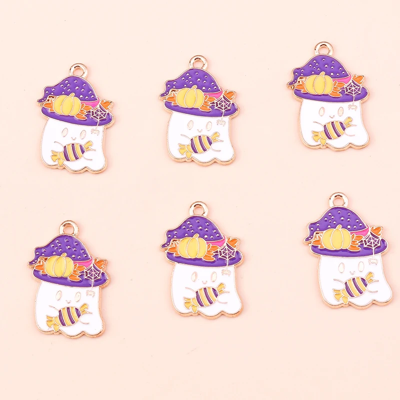 

10pcs Cartoon Ghost Charms Enamel Halloween Pumpkin Charms Pendants for Jewelry Making DIY Earrings Necklaces Crafts Accessories