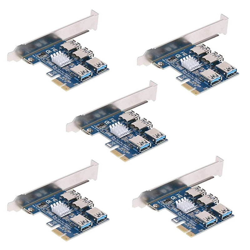 

5X PCI-E-PCI-E адаптер 1 поворот 4 PCI-Express слот 1X до 16X USB 3,0 карта расширения для майнинга Pcie преобразователь