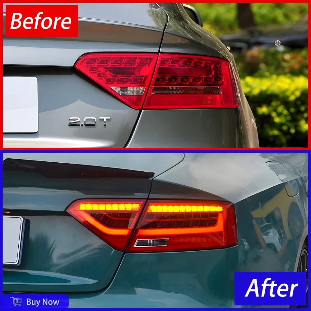 Фото Автомобильные задние фонари для Audi A5 2008-2016, обновленный стиль, чешуя дракона, Стайлинг, светодиодные задние фонари в сборе, аксессуары для указателей поворота №2