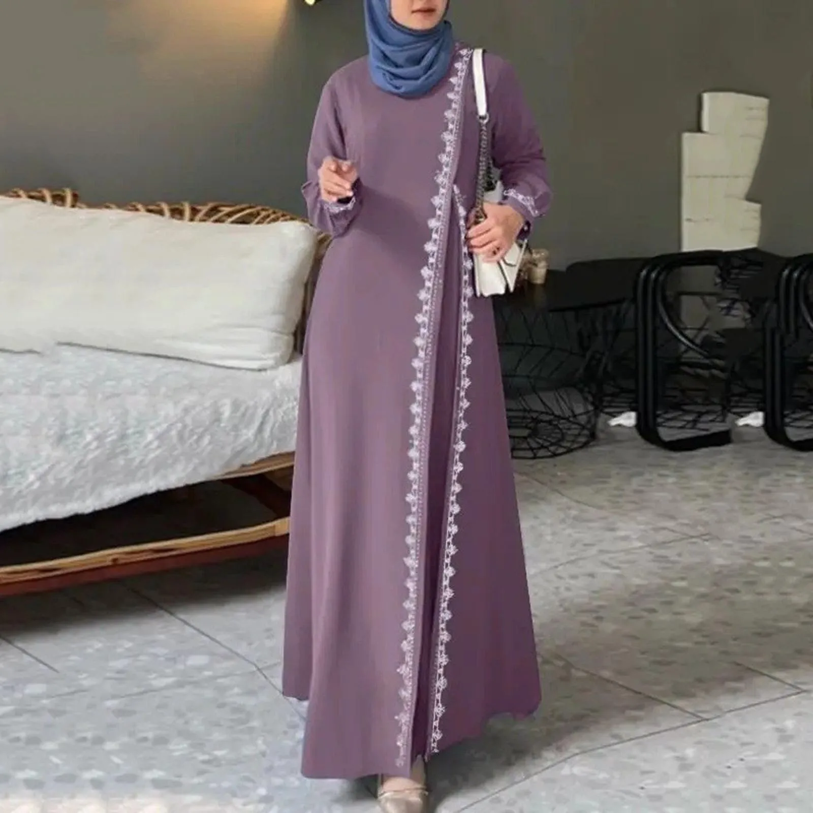 Винтажное однотонное мусульманское платье женский винтажный турецкий халат с