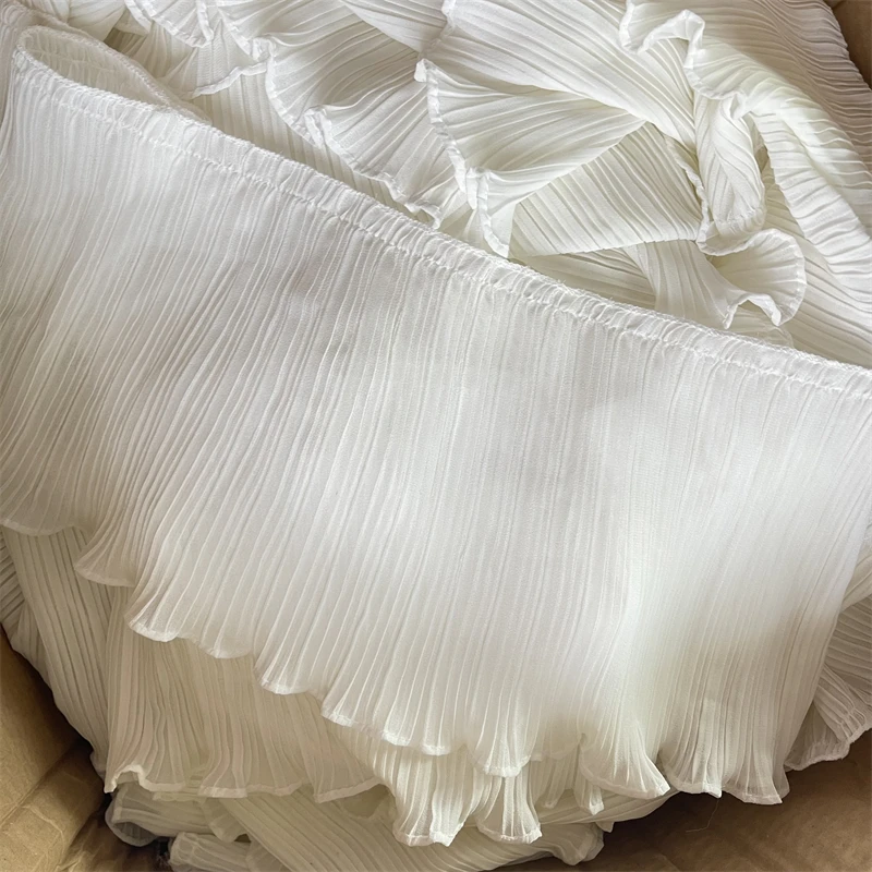 

Новинка 17 см 2 м/лот супер широкий утолщенный шифоновый плиссированный кружевной однослойный не тянущийся материал для свитера/платья SC509