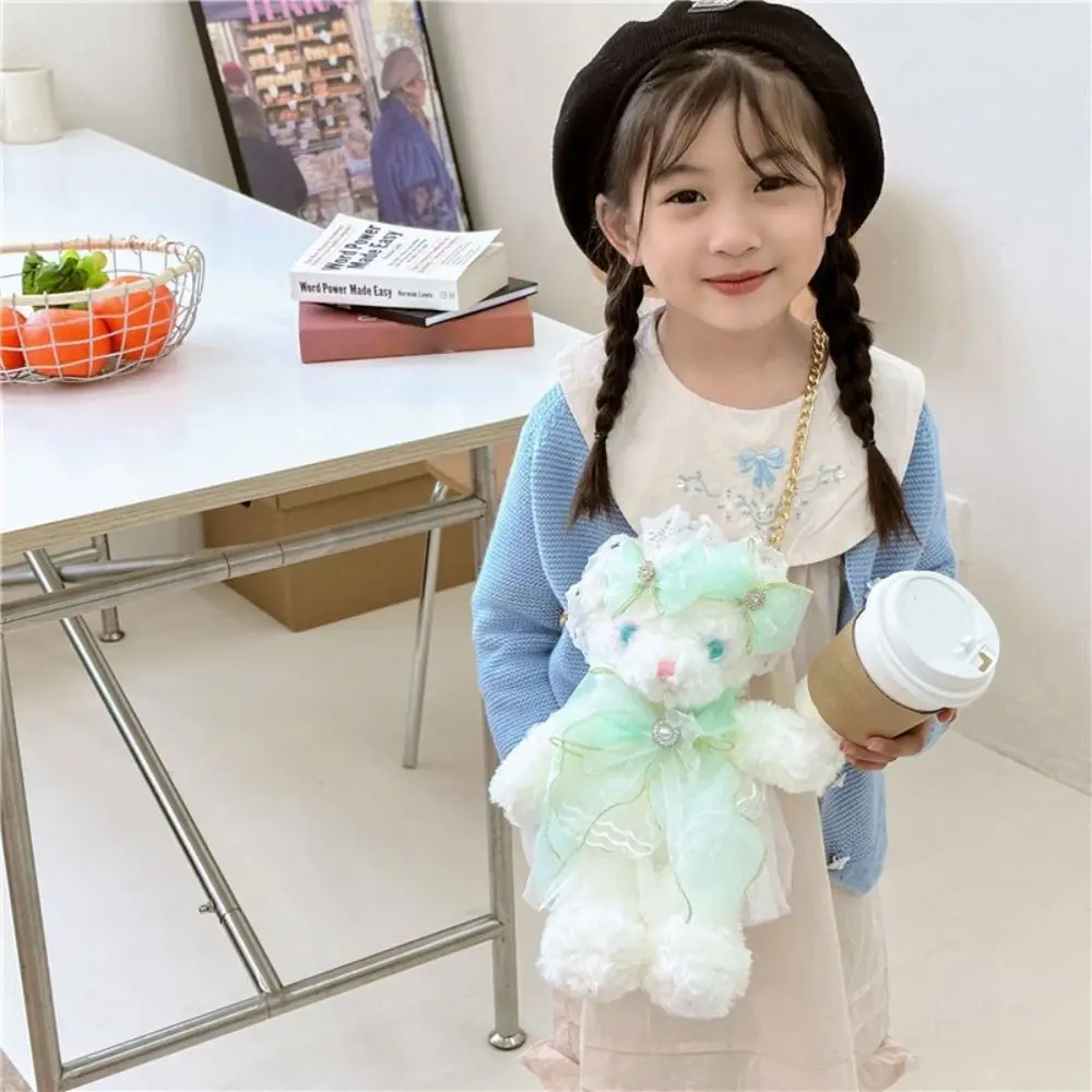 Плюшевый бант кролик плюшевая сумка Kawaii Harajuku через плечо зеленый цвет розовый