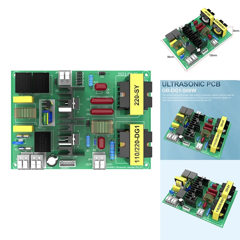 

60W Ultrasonic Cleaner Circuit Board Parts Digital And Mechanical Control Ultrasonic Cleaner Drive Board Power