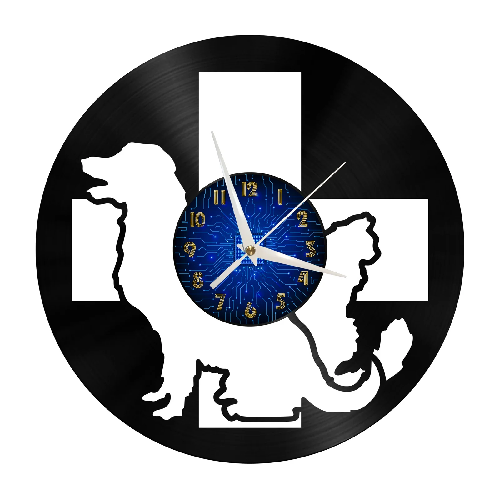 

Pet clinic Theme 12 Inch Vinyl Record Wall Clock Battery Operated Silent Non-Ticking