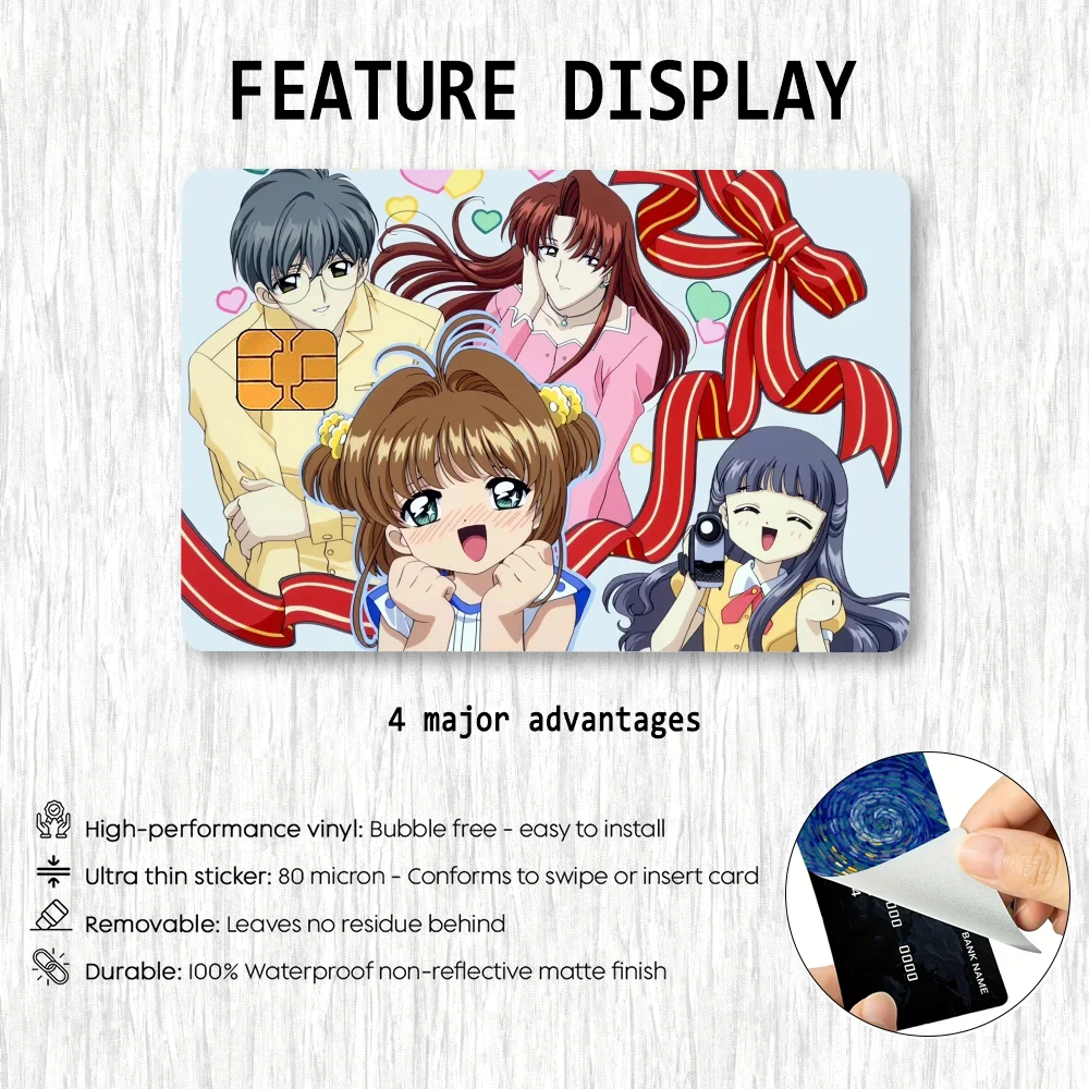 Фото Cardcaptor Sakura CUte наклейки для карт кредитная карта DIY защитные наклейки для карт водонепроницаемая пленка для кожи №3