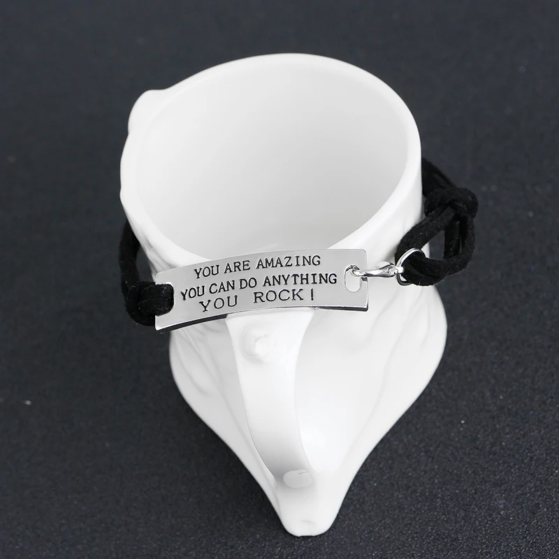 Благословляющий идиом, «Вы удивительны, вы можете сделать что угодно!» вдохновляющий кожаный браслет, регулируемая веревочная цепочка, Подарочный браслет Благословляющий идиом, «Вы удивительны, вы можете сделать что угодно!» вдохновляющий кожаный браслет, регулируемая веревочная цепочка, Подарочный браслет