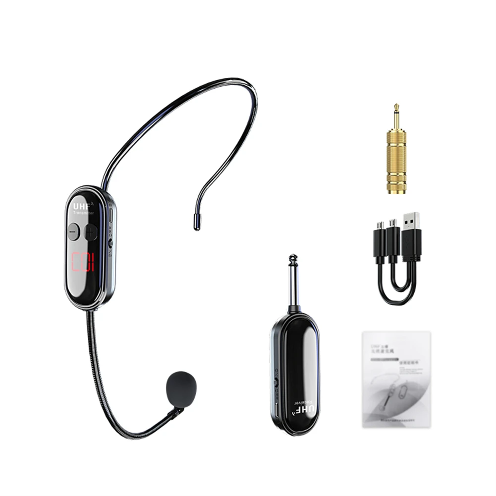 

50M Range UHF Wireless Microphone System Headset Digital Screen For Teach Voice Amplifier Stage Speakers 50m Signal Stability