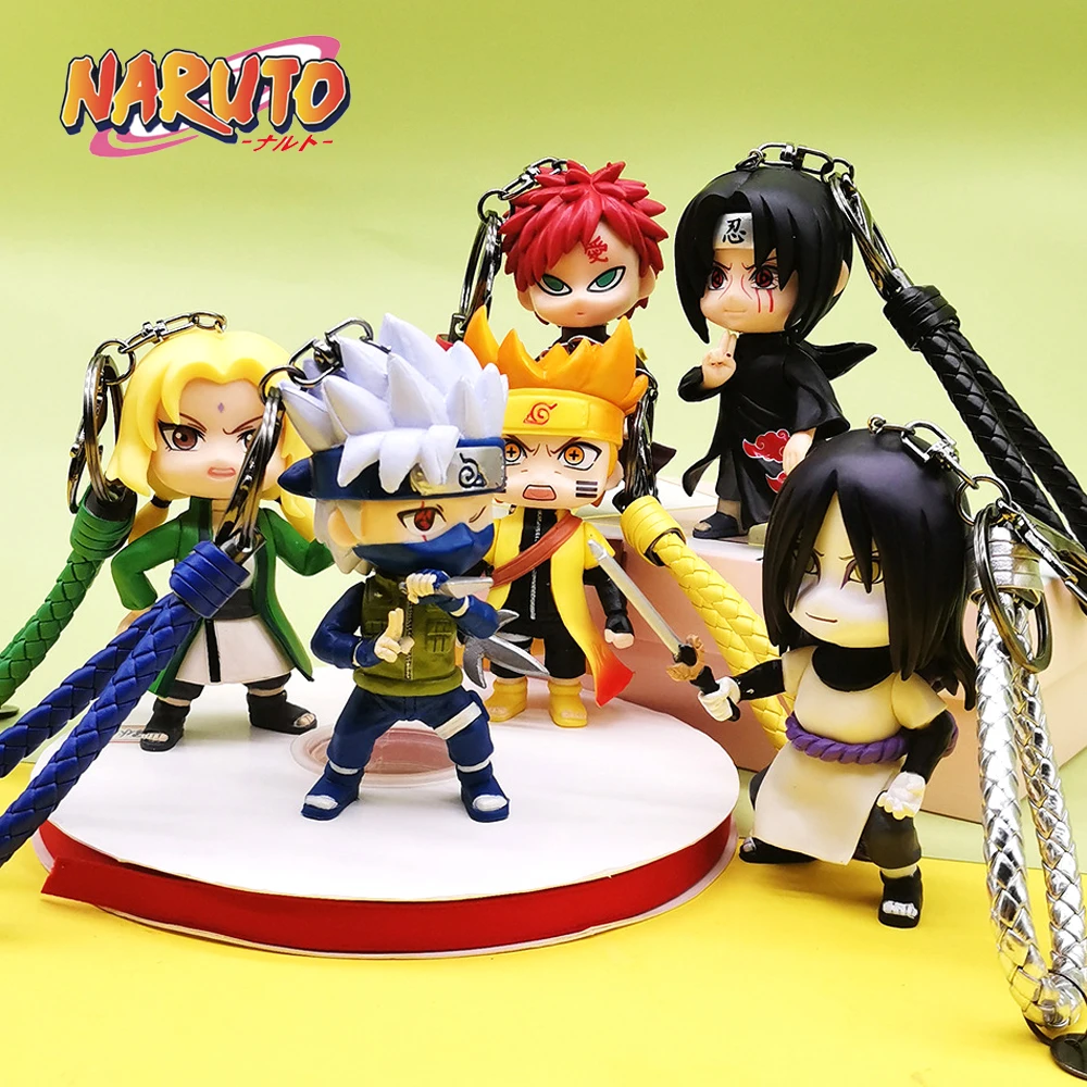 

6pcs Anime Naruto Keychains Cartoon Action Toys Figures Q Posket Uzumaki Uchiha Sasuke Hatake Kakashi Pendant Kids Birthday Gift