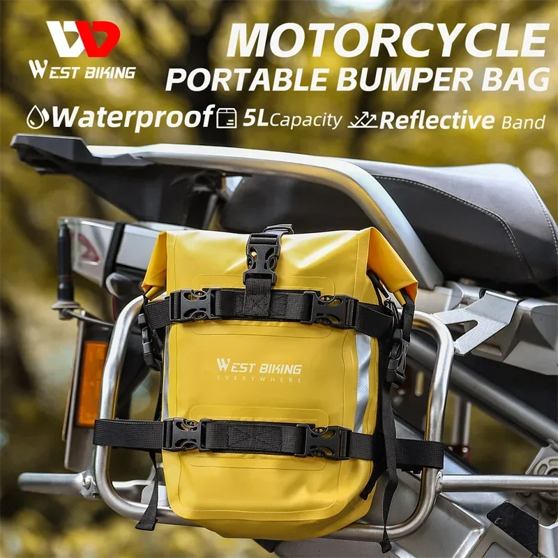 

Мотоциклетная сумка WEST BIKING, водонепроницаемая расширяемая сумка-бампер объемом 5 л, дорожная сумка для мотокросса, Боковая Сумка, мужская сумка через плечо