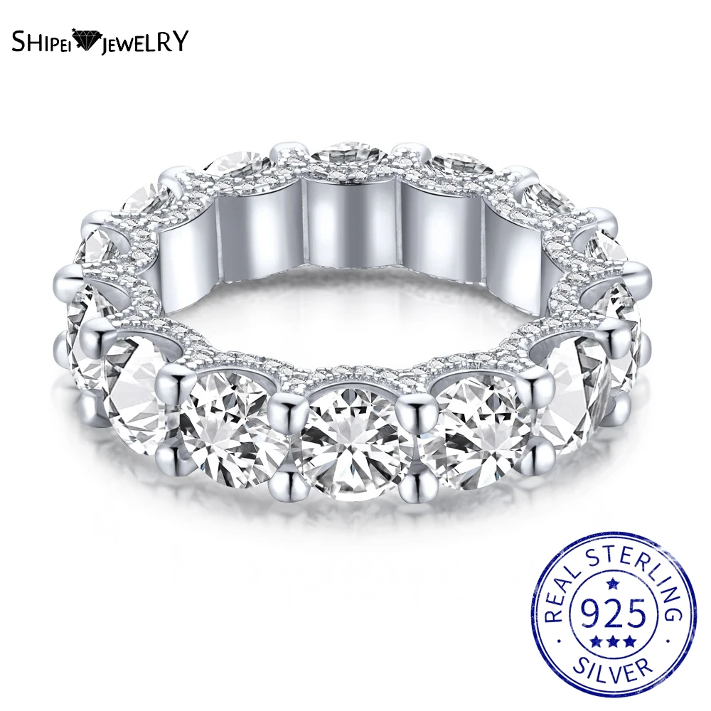 

Shipei Luxury 100% 925 Sterling Silver 5 MM Created Moissanite Gemstone Wedding Band Fine Jewelry Ring For Women Gifts Wholesale