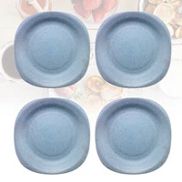 4pcs wheat straw snack food plate chic household snack dish stylish fruit tray for living room home blue