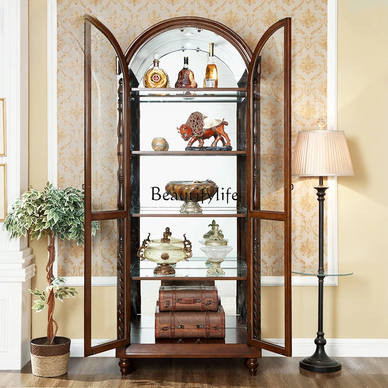 Американский винный шкаф из цельного дерева простой ретро-домашний перегородка