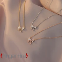 micro encrusted zircon high end necklace female bow pendant light luxury temperament clavicle chain cold wind exquisite jewelry