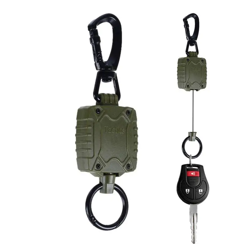 Retractable Key Extender Key Lanyard Carabiner Reel Clip Steel Cord Keychain Extender Badge Holder Key Holder For Fishing