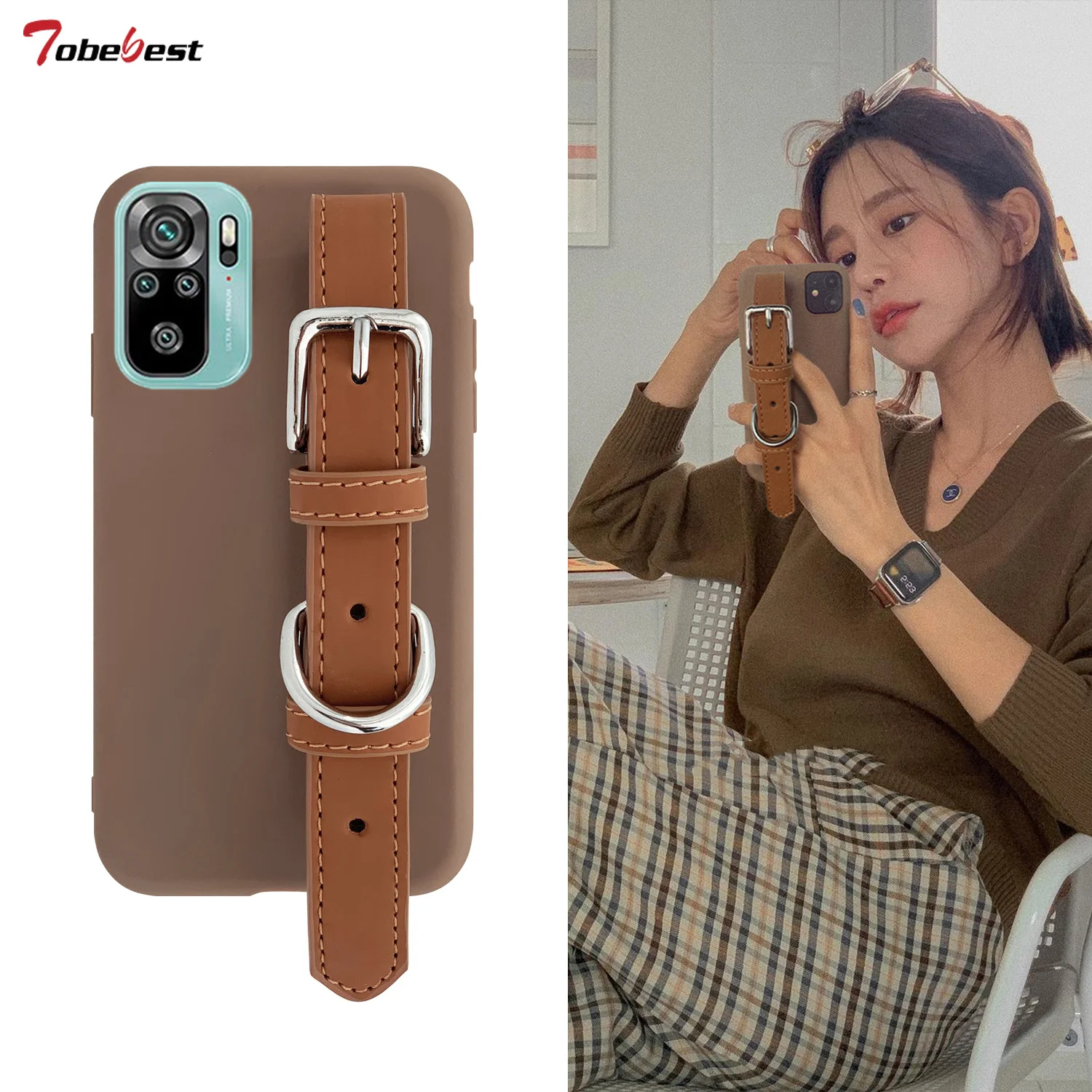 Корпус оснащен кожаным и силиконовым браслетом подходит для Xiaomi совместим с redmi