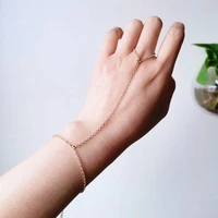 high quality simple rosary slave hand chain bracelet ring chain waterproof gold stainless steel handchain for women
