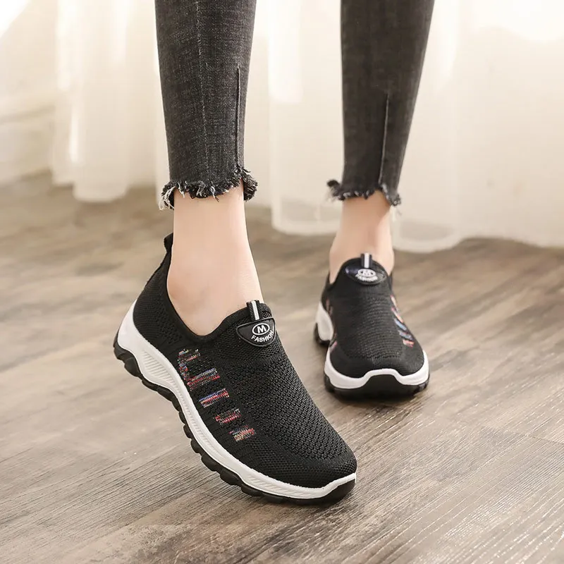 

BLWBYL 2022 new trend all-match breathable flying woven sports shoes women's casual shoes slip-on shoes Korean version