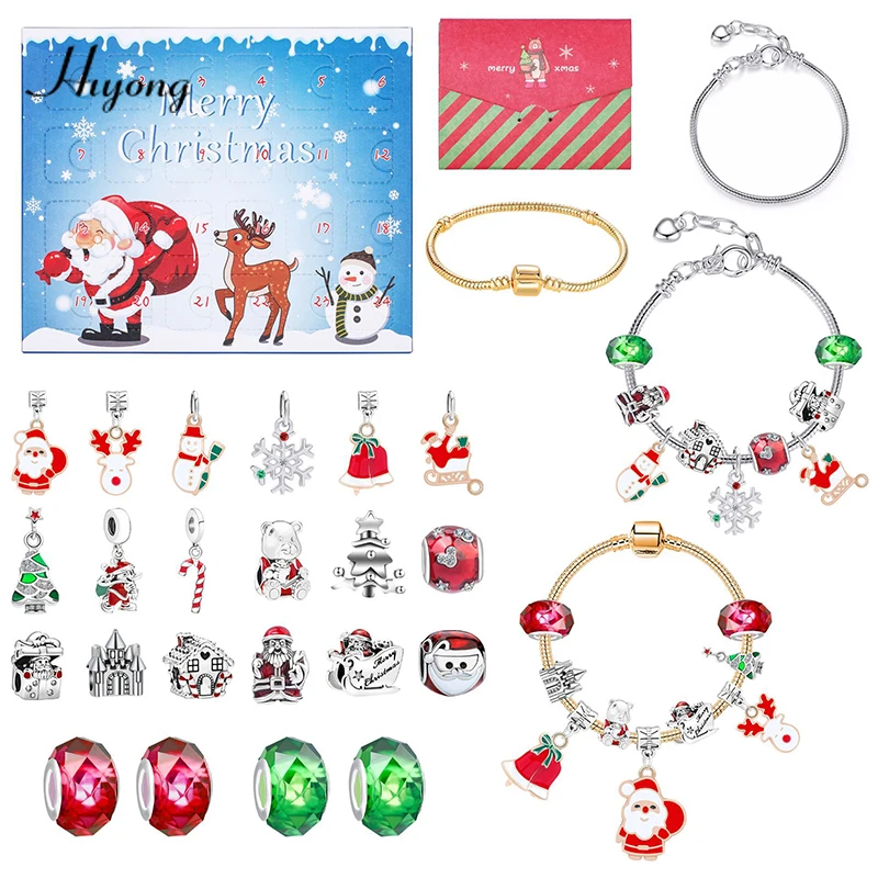 

Hot Deal Christmas Metal Bracelets Accessory Blind Boxes For Kids Diy Christmas Theme Beads For Bracelets Making Christmas Gift