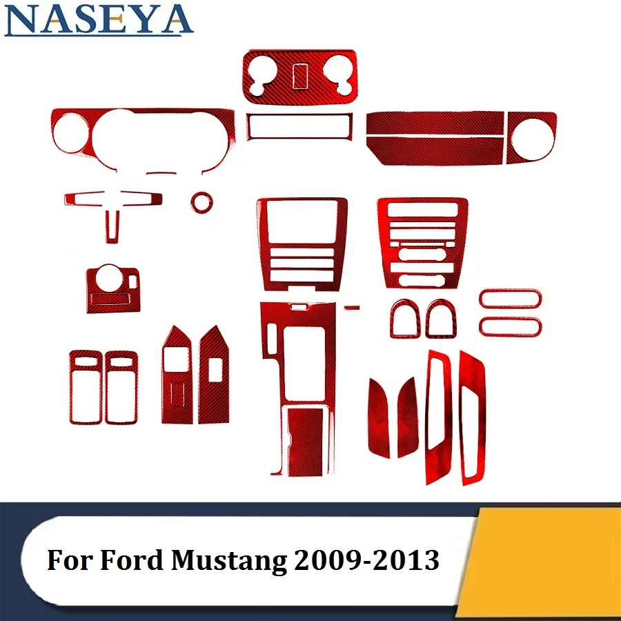 

Car Interior Decorative Carbon Fiber Red Stickers For Ford Mustang 2009 2010 2011 2012 2013 Styling Accessories