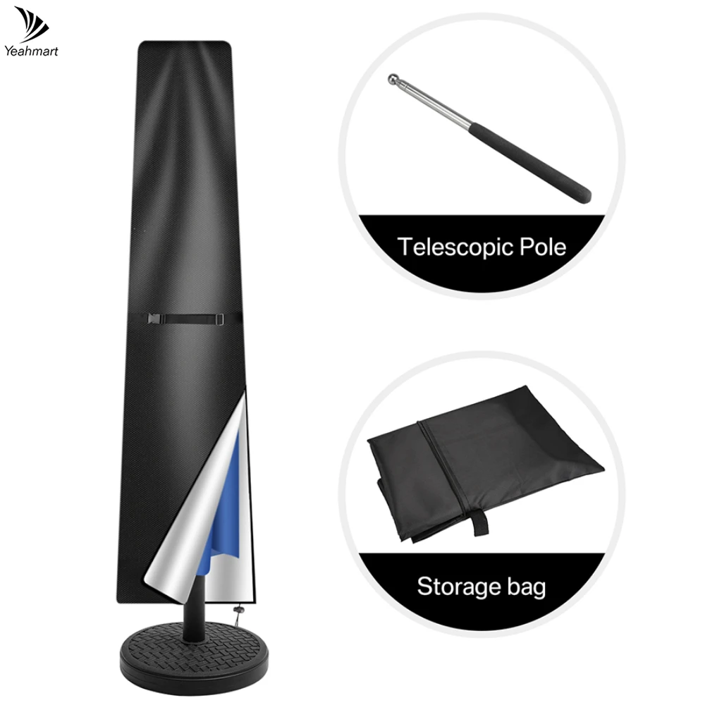 210D Straight Parasol Cover Waterproof UV-Anti Windproof Large Patio Umbrella Protective Cover with Telescopic Pole and Zipper