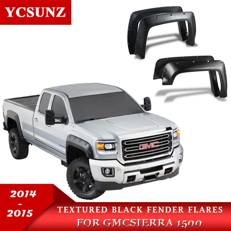

Wheel Arch Mudguards Fender Flares For GMC SIERRA 1500 2014 2015 With Bolt Nuts accessories Pickup Truck Ycsunz