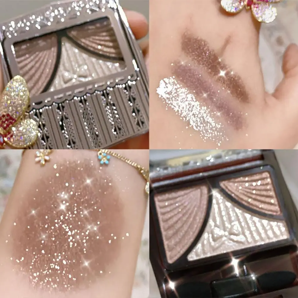

Retro Bow Eyeshadow Palette Glitter Matte Eye Shadow Shimmer Sequins Champagne Golden Brown Pink Eyes Pigments Makeup Cosmetics