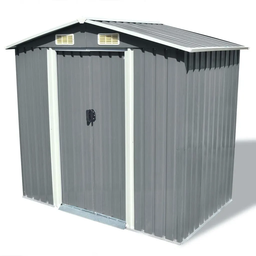 

Garden Storage Shed Gray Metal 80.3"x52"x73.2"