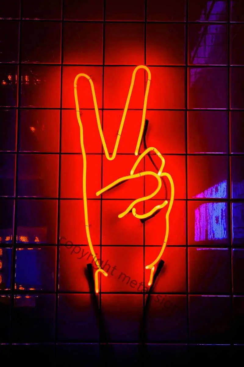 

Неоновая металлическая вывеска Peace Sing, жестяная вывеска, оловянные пластины, украшение для комнаты, неоновая вывеска в стиле ретро для клуба...