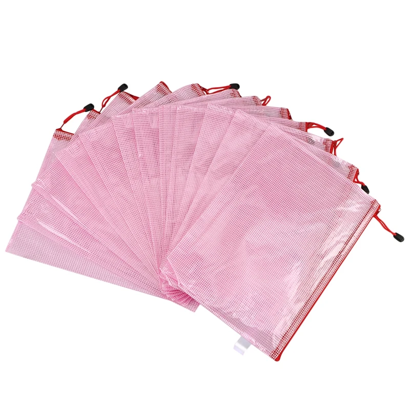

12PCS Transparent Zipper File Bag Creative Student Stationery Grid Pencil Case A4 Waterproof Data Storage Bag