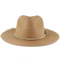 new summer wide brim beach panama jazz hats for women breathable sun cap mens upf50 uv protection straw fedora hat dropshipping