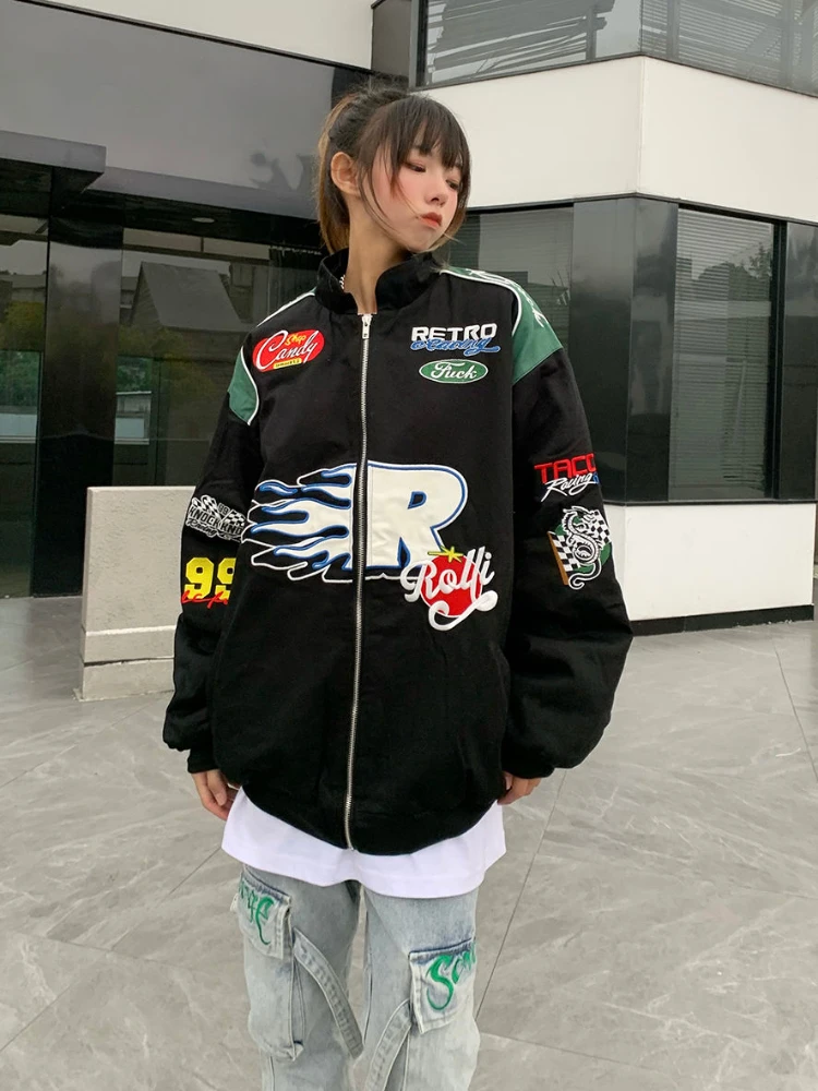 Куртка Мужская/Женская бейсбольная мотоциклетная куртка-бомбер в стиле ретро