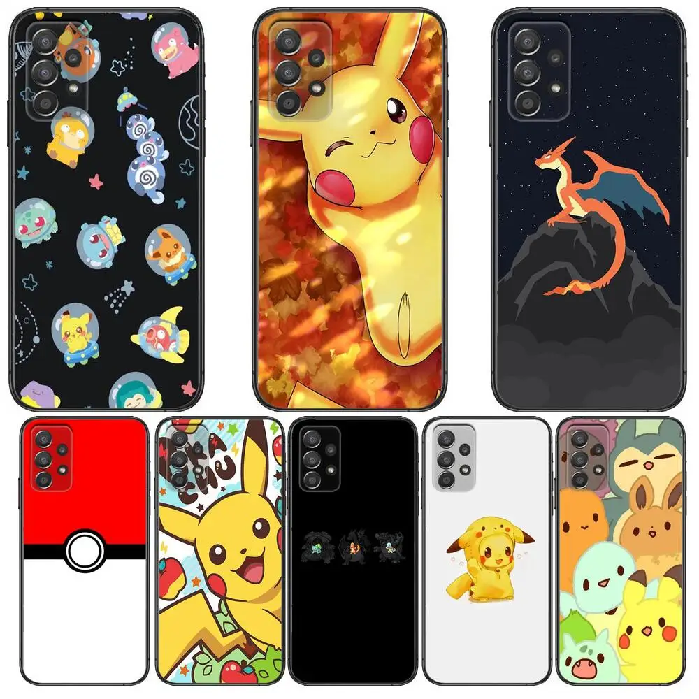 

Bandai Pokemon Cute Phone Case Hull For Samsung Galaxy A70 A50 A51 A71 A52 A40 A30 A31 A90 A20E 5G a20s Black Shell Art Cell Cov