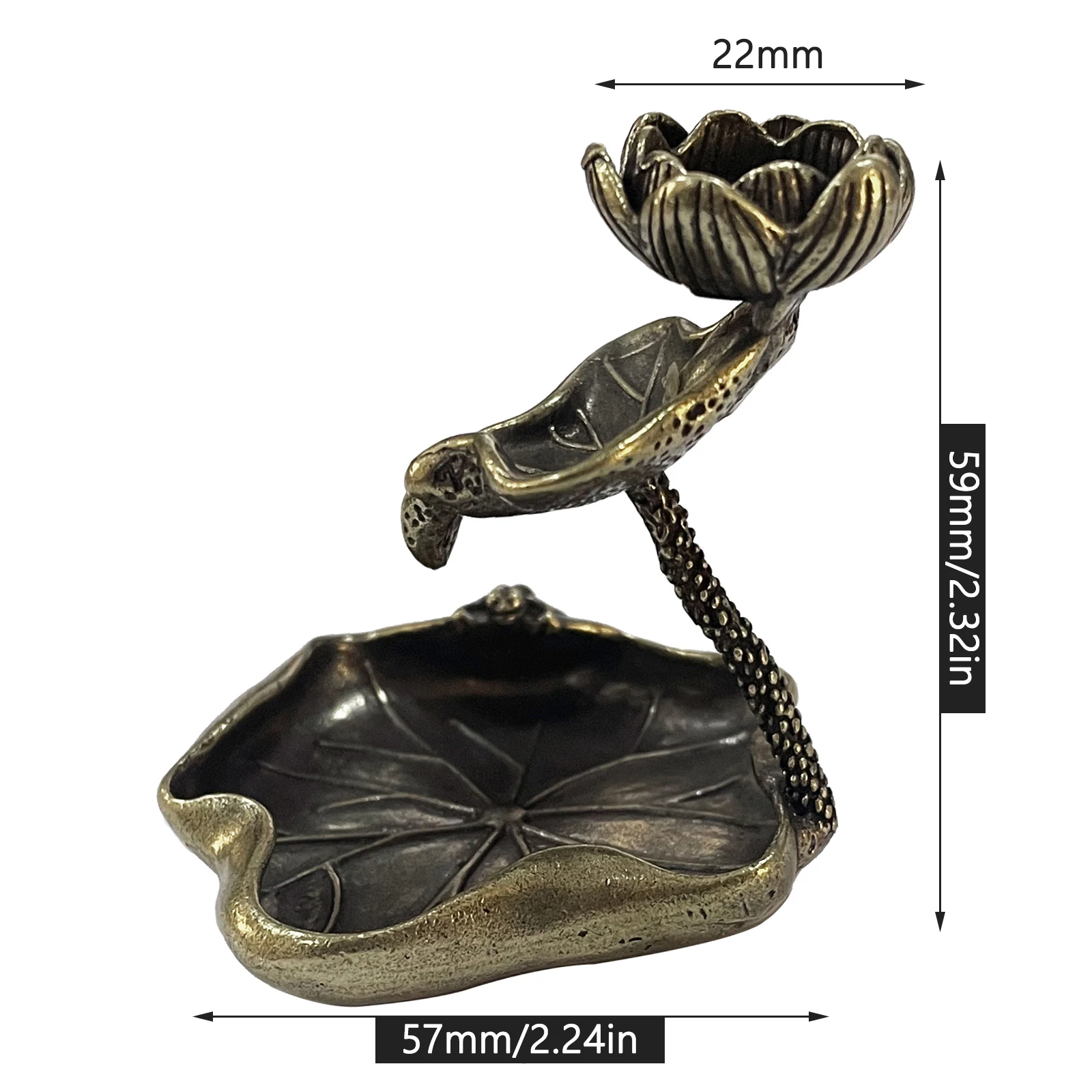 Античная латунная курильница в форме листьев лотоса декоративная из твердой