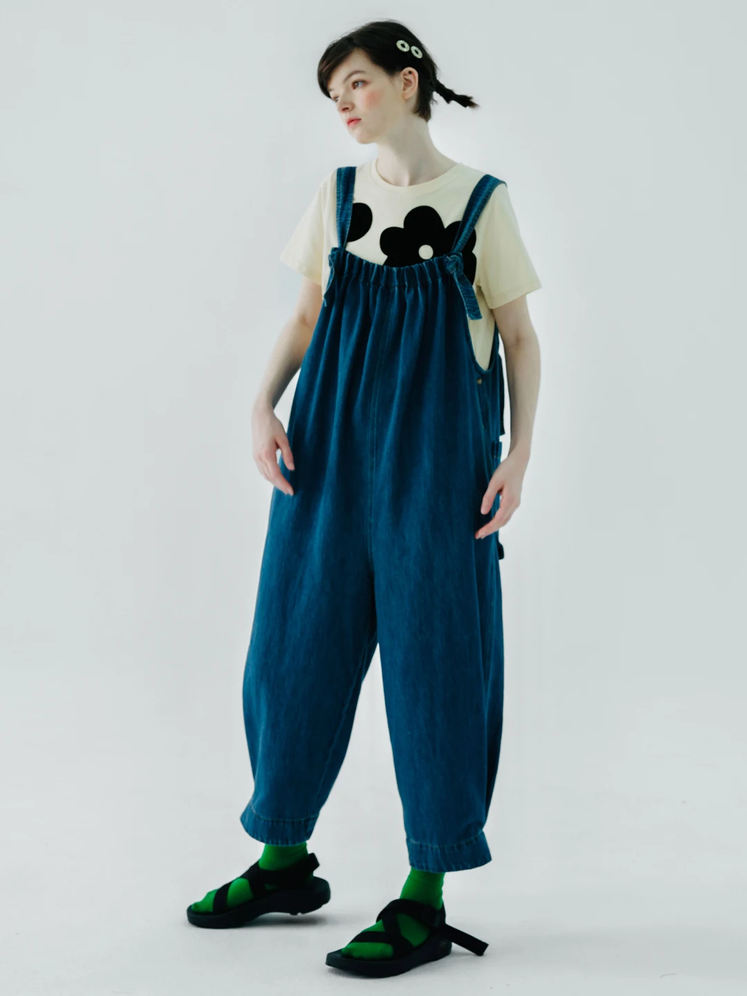 imakokoni 2023 Original Patchwork Cotton Denim Girl Suspenders 234128