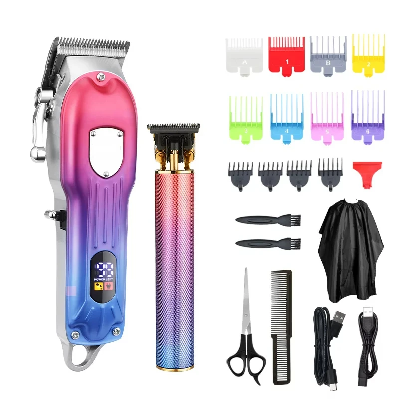 

Barber Clipper and Beard Trimmer Set T-Blade Wireless Rainbow Color