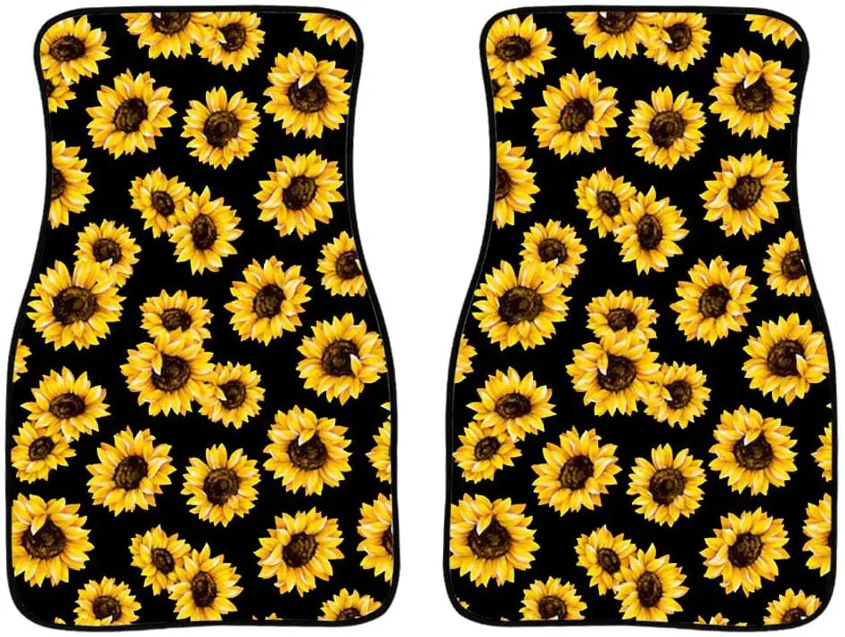 

UNICEU Sunflower Universal Car Floor Foot Mats Fit for Most Cars 2pcs/Set,Front Row Only,All Weather Guard,Non-Slip Mat Carpet