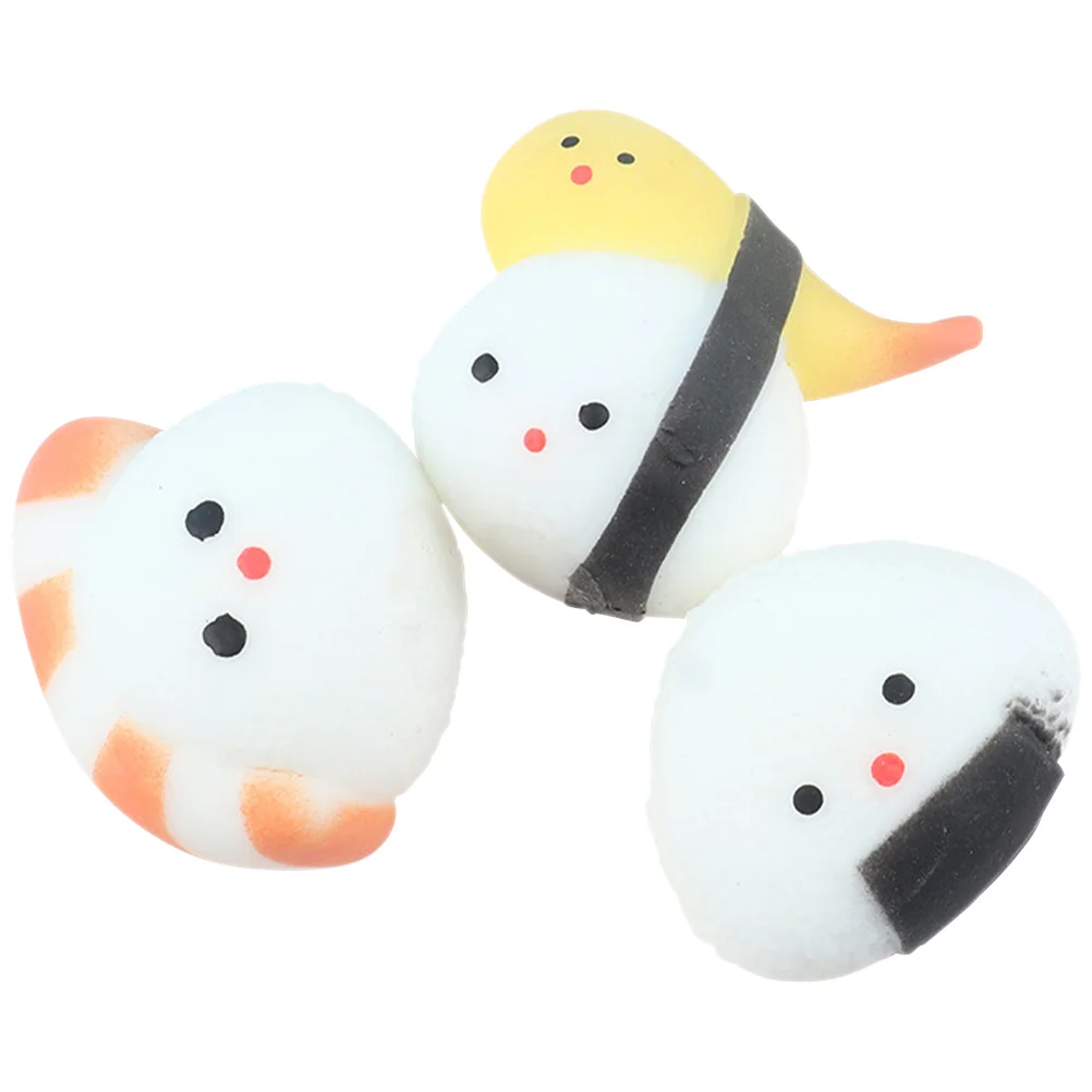 

3pcs Sushi Squeezing Toy Cartoon Sushi Shaped Sensory Toy Stretchy Plaything