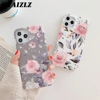 matte flower leaf case for iphone 13 12 mini 11 pro max xr x xs max 7 8 plus se 2020 fashion soft imd floral cover shockproof