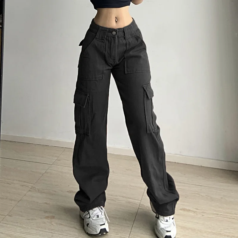 Kpop vintage jeans high waist Y2k straight leg pants Korean fashion women's jeans 2023 trend pants