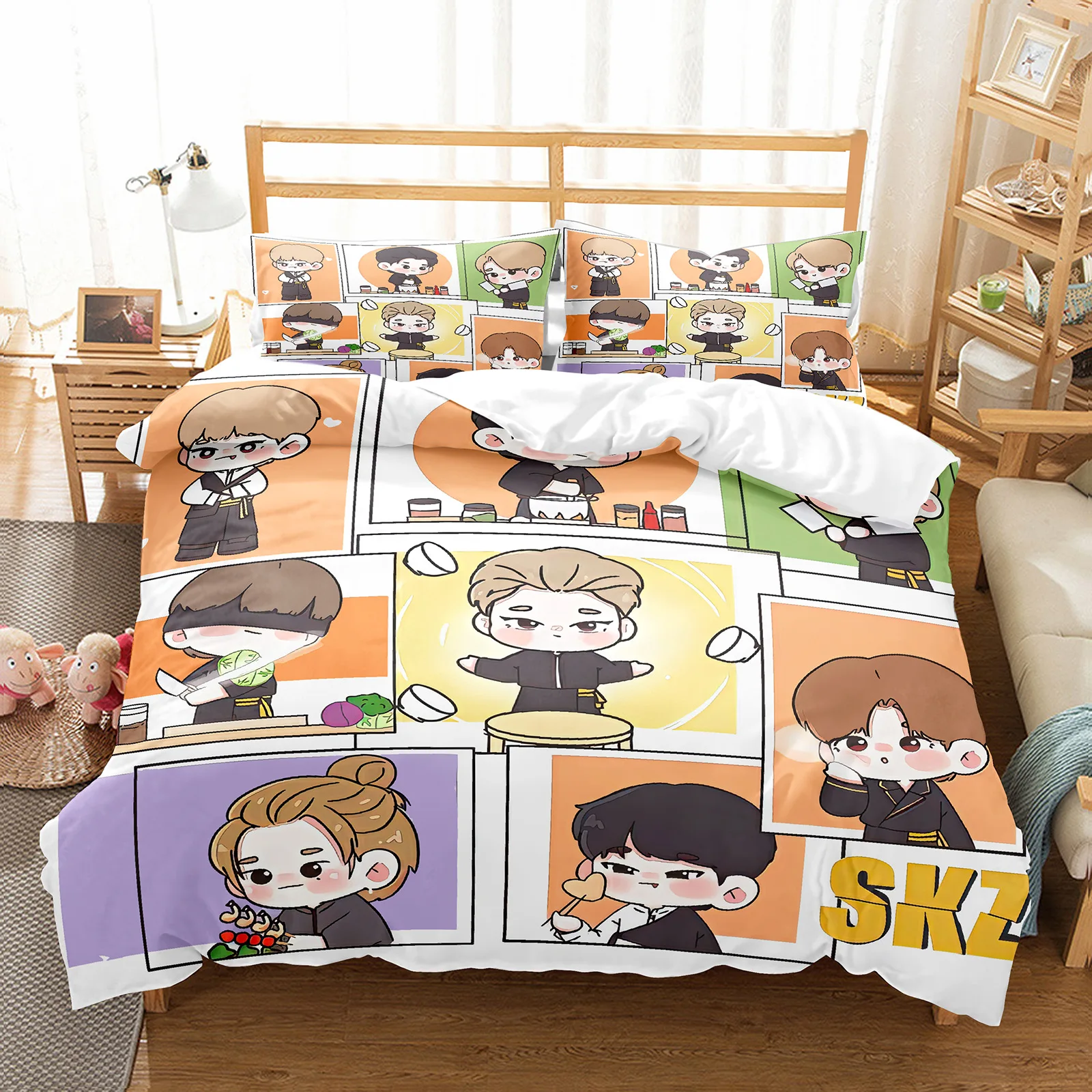 

Skzoo Bedding Set Single Twin Full Queen King Size Stray Kids Bed Set Aldult Kid Bedroom Duvetcover Sets 3D Print 012