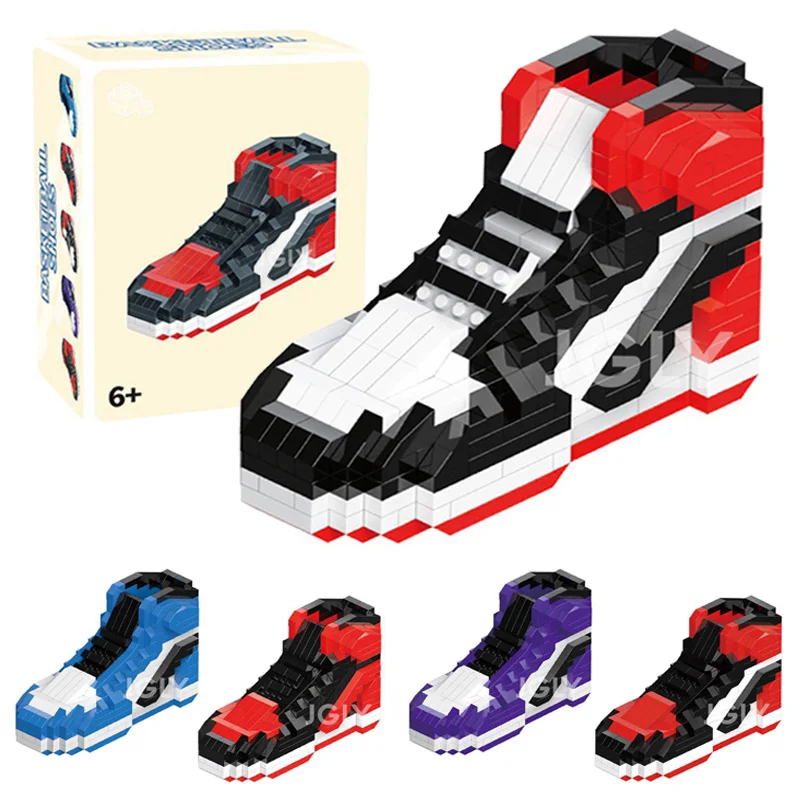 518 pz Mini Building Block ragazzi pallacanestro scarpe sportive Anime mattoni da costruzione fai da te giocattoli Sneakers modello blocchi giocattolo per regali per bambini
