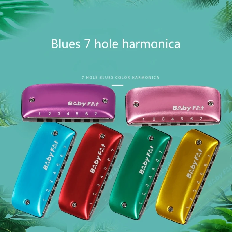 

7 Holes Harmonica Harps Mouth Organ Smple Diatonic Harmonica Easy-playing Musical Instrument Smooth Rounded Edges 69HD