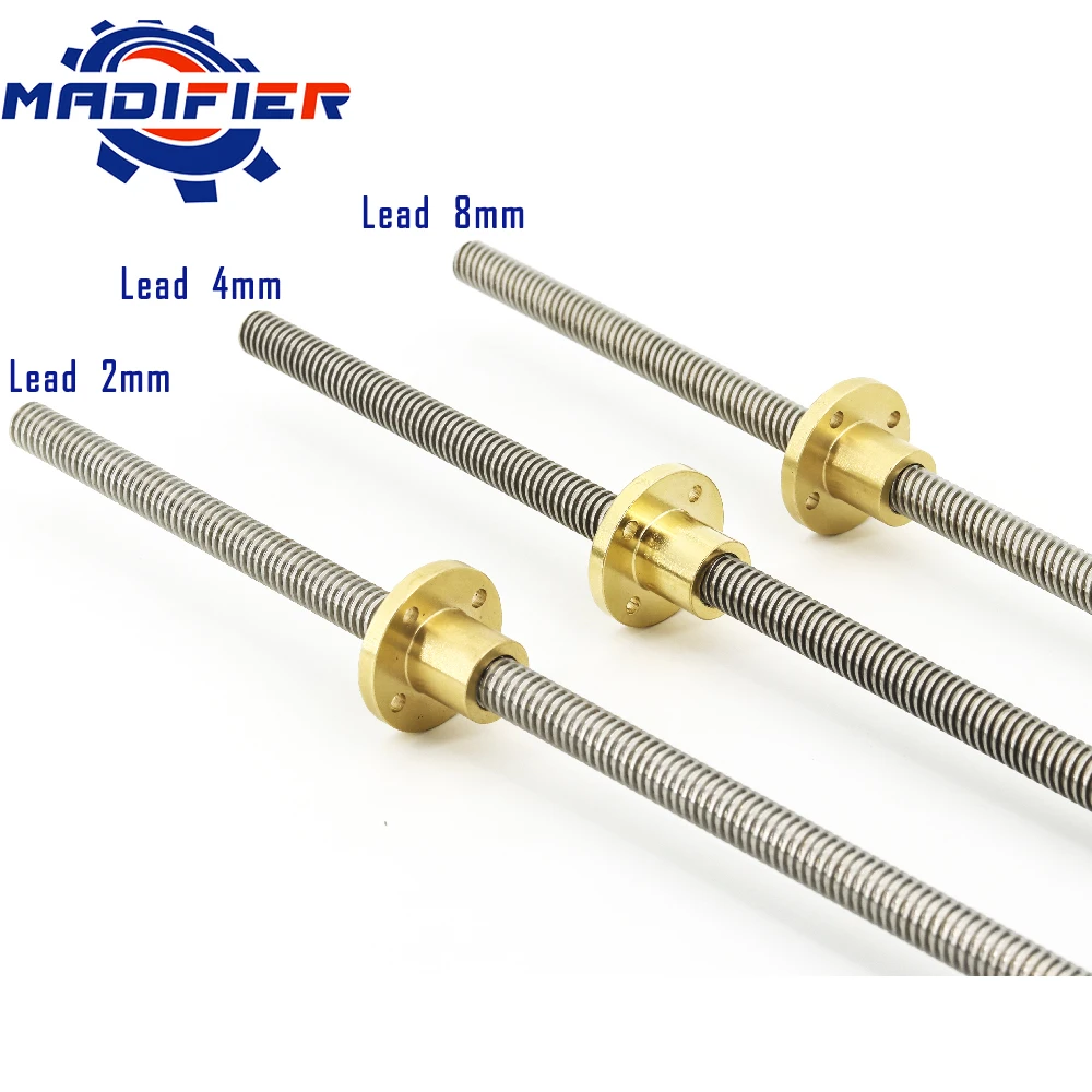 

304 stainless steel T10 screw length 560mm lead 2mm 3mm 10mm 20mm trapezoidal spindle 1pcs With copper nut