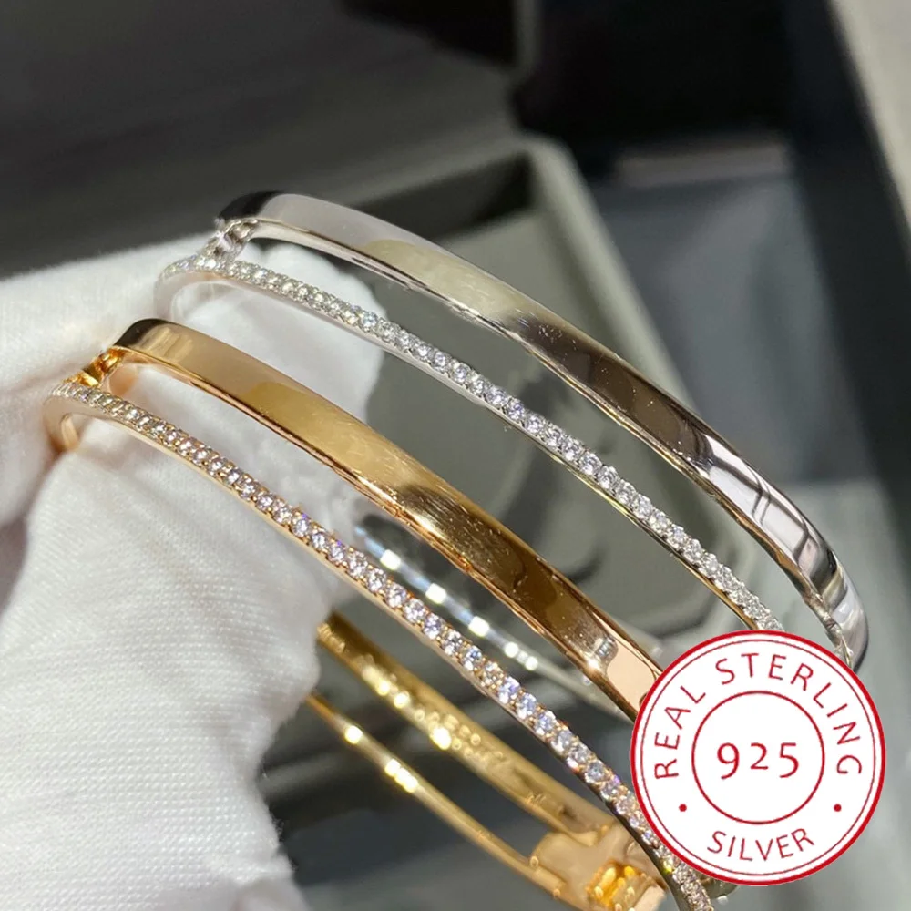 

V Gold Not Fade Quality Luxury Brand Bangle Classical 5A Move 3 Stones Bracelet Designer Jewelry For Women Fashion Bijoux