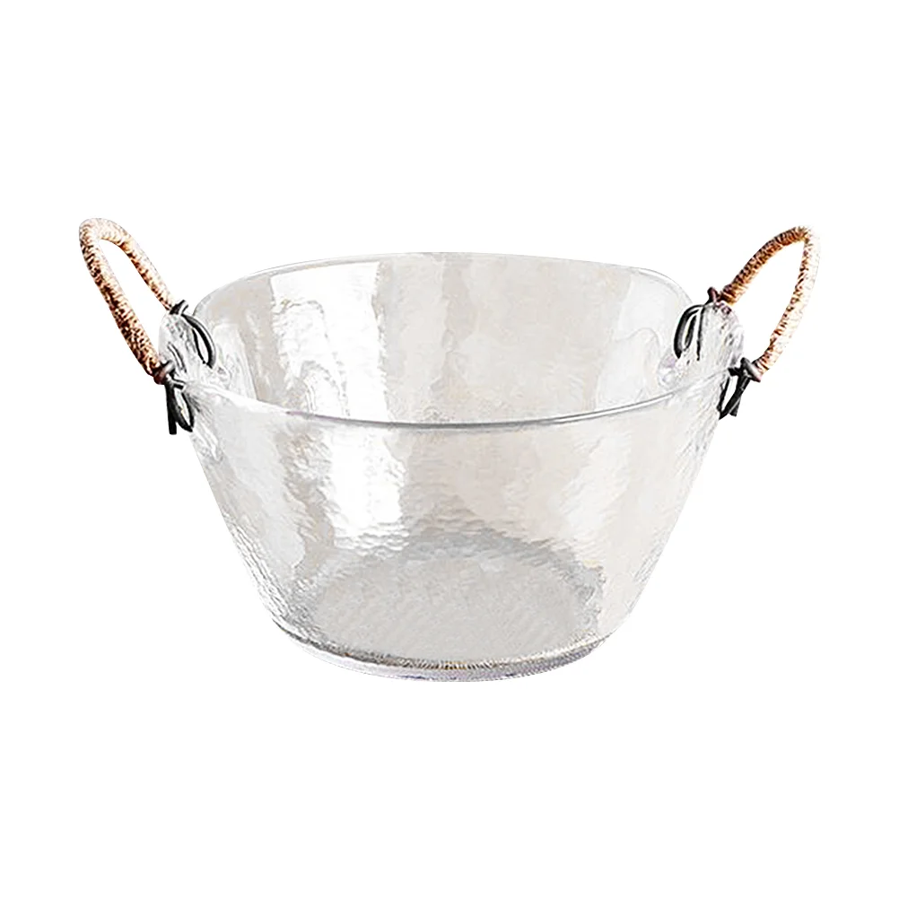 

Glass Salad Bowl Food Restaurant Household Snack Kitchen Double Ear Soup Fruit Container Dessert Storage