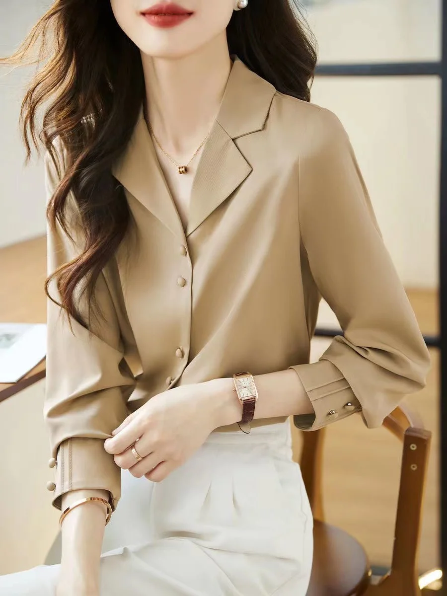 

Women Spring Autumn Style Blouses Shirts Lady Casual Notched Collar Blusas Tops DF4706