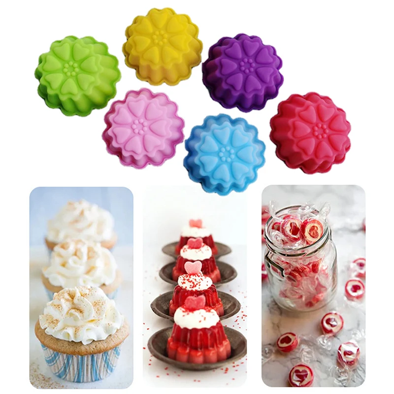 

10Pcs 3cm Various Flower Designs Silicone Cake Mold Chocolate Pudding Ice Mould Cupcake Baking Tools DIY Mini Soap Molds