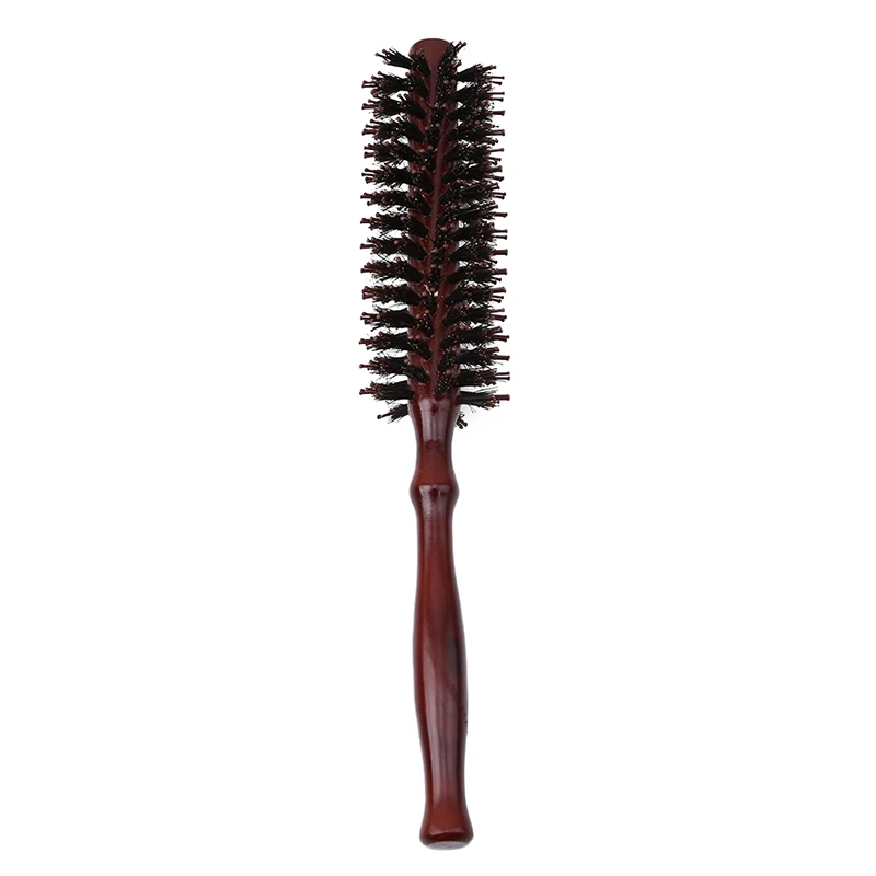 

1PC New Round Anti-static Curly Comb Twill With Wood Handle For Hair Styling Curling Portable Bristles Hair Brush Comb