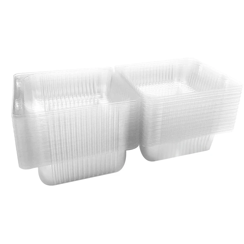 

100Pcs Clear Food Boxes Dessert Containers Cheesecake Boxes Stackable Square Boxes