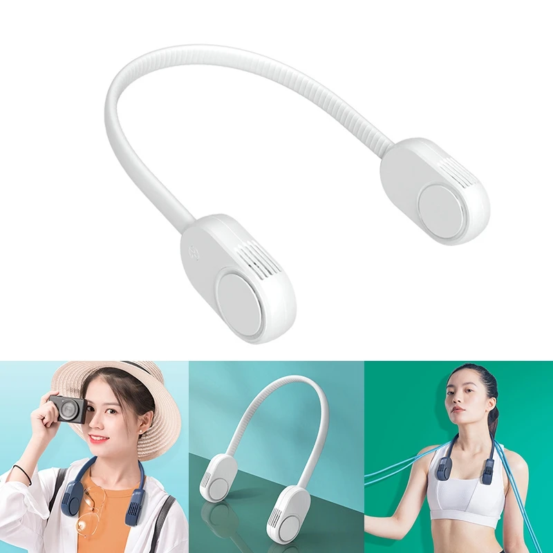 

USB Leafless 1400Mah Battery Personal Fan Low Noise Around The Neck Fan